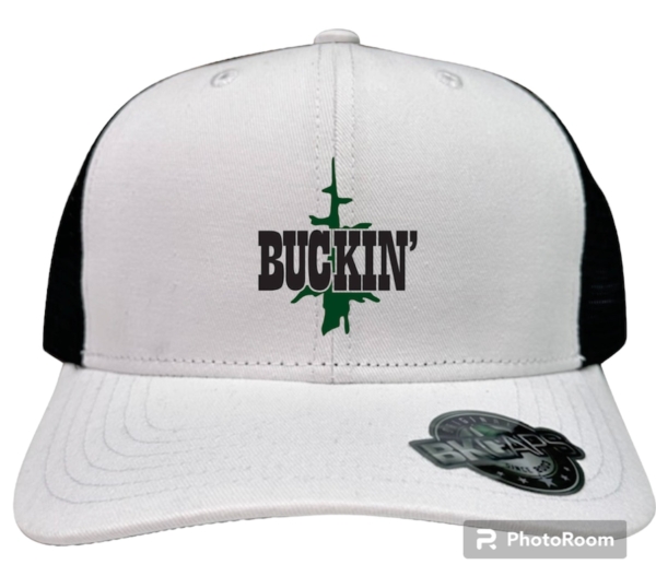 Buckin' logo White / Black Mesh back Hat